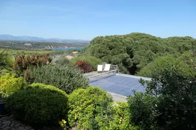 an overhead view of a roof with bushes and trees at Boccamanza in Bonifacio