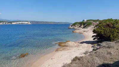 a view of a sandy beach in the water at Boccamanza in Bonifacio