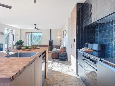 a kitchen with a sink and a counter top at Villas Inamorata in Lecci