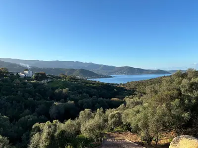 a view of a lake from a mountain at Les Terrasses de Ruppione - Villa Scandola 6 pers in Pietrosella