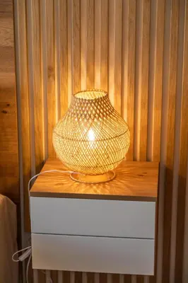 a lamp sitting on top of a dresser at VILLA VITRICCIA - VILLA DE REVE, PISCINE et PLAGE à 7MN A PIED ! in Zonza