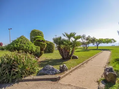 a path through a park with bushes and trees at Studio Face à la mer in Cervione