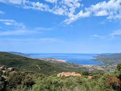 a view of the ocean from a mountain at Casa Orizonte, Viggianello in Viggianello