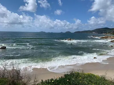 a view of the ocean with a sandy beach at Coin de paradis aux Sanguinaires in Ajaccio