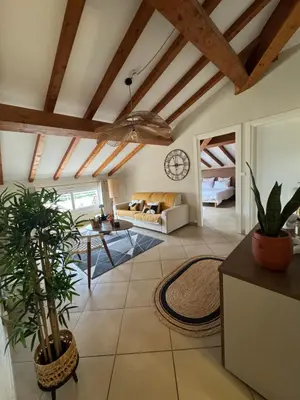 an overhead view of a pool at a resort at Appartement dans résidence standing in Porto-Vecchio