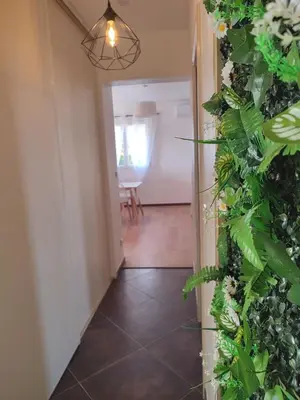 a hallway with a room with a plant at Jolie location chez Philippe & Karine in Linguizzetta