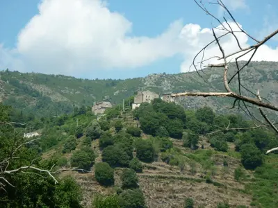 a village on the side of a mountain at Casa Valentini in Quercitello