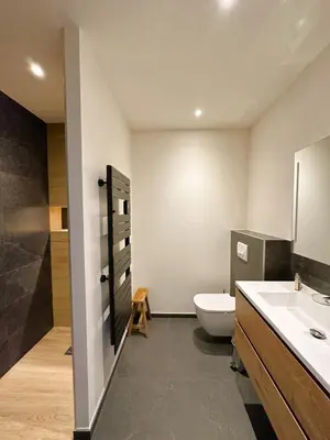 a bathroom with a toilet and a sink at Villa Alba Di Pinarello in Pinarellu