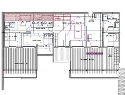 a floor plan of a house at Luxueux T4 de 100m2 avec roof top, piscine et plage in Pianottoli-Caldarello