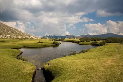 a river in the middle of a field with grass at Le Cabanon by Pinarello Villa Services in Zonza