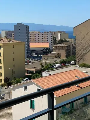 a view of a city from a balcony at Ajaccio j2 in Ajaccio