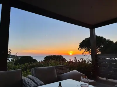 a view of the sunset from a patio at Costa di fiori in Coti-Chiavari