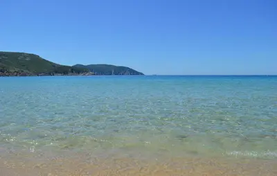 a view of the ocean from the beach at Appartement Calanches Piana in Piana
