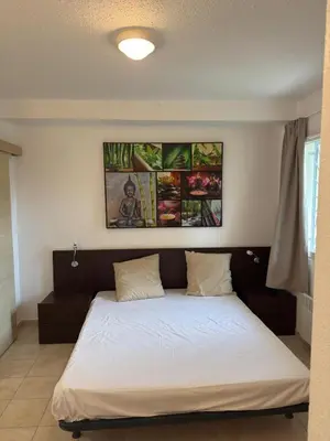a bedroom with a large bed with white sheets at Beautiful accommodation, private residence in Linguizzetta