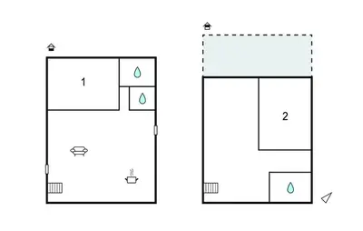 two diagrams showing the proportions of a building at 2 Bedroom Gorgeous Home In Prunete in Prunete