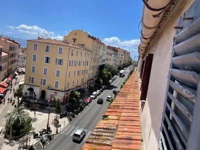 a view of a city street from a building at Studio Ajaccio Centre in Ajaccio