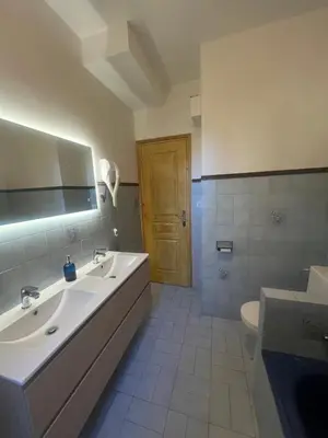 a white bathroom with a sink and a toilet at Appartement T2 Alistro San Giuliano Corse in San-Giuliano