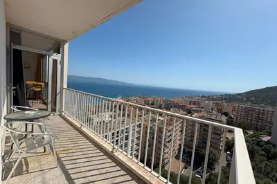 a balcony with a view of the city at Fage - Panoramic view Spacious Luminous - by TGB in Ajaccio