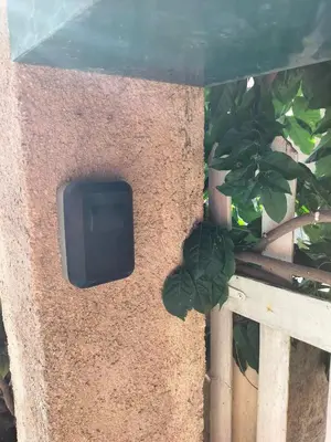 a tv in a bird house on a fence at Bergerie Restaurée in Corte