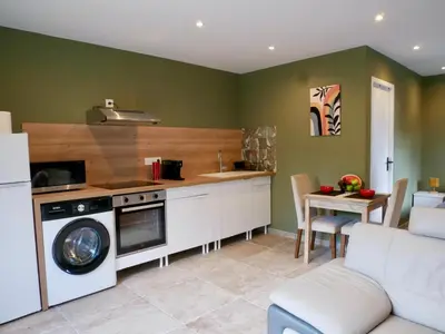 a kitchen with a stove and a dishwasher at Casa Alta in Zonza