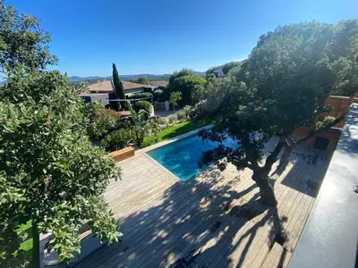 an overhead view of a swimming pool in a villa at Villa & Casa Sadrea in Lecci