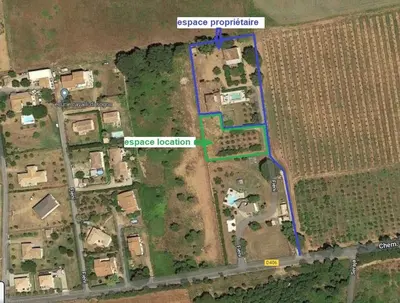 a site map of a farm with a field at Maison à 2 minutes de la mer en voiture in Sorbo-Ocagnano