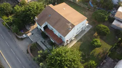 an overhead view of a house with a roof at Chez nous in Lucciana