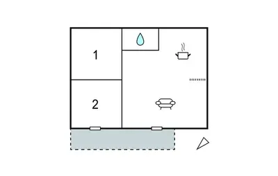 a block diagram of a bathroom with two toilets at 2 Bedroom Cozy Apartment In Prunete in Prunete