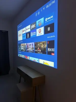 a flat screen tv hanging on a wall at villa louise in Calenzana