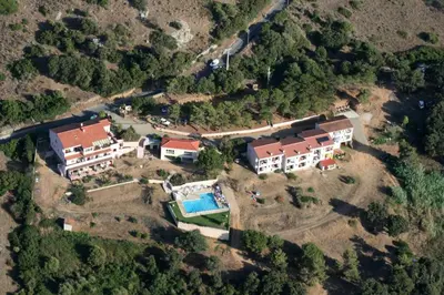 an aerial view of a house with a swimming pool at Résidence Ellada 3 Appartement 12 in Cargèse