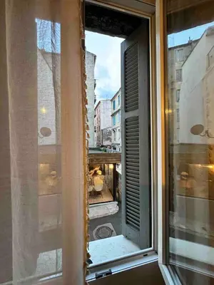 a bathroom with a sink and a shower at studio au cœur de la vieille ville in Ajaccio