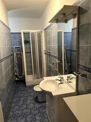 a bathroom with a sink and a toilet and a shower at Appartement Ajaccio in Ajaccio