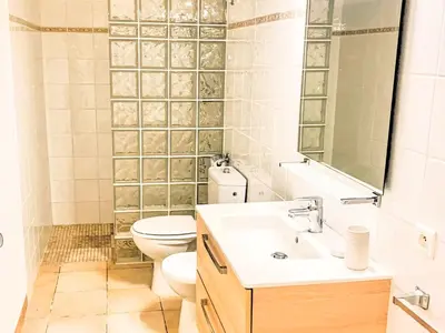 a bathroom with a toilet and a sink and a mirror at Holiday Home Casa Orsoni 100m² by Interhome in Cannella