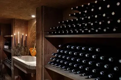 a wine cellar with a bunch of wine bottles at Sea and mountain in Prunelli-di-Fiumorbo