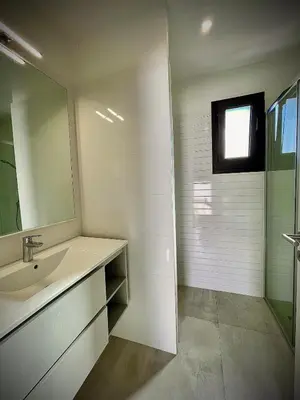 a bathroom with a sink and a mirror at Villa proche Saint Cyprien et Cala Rossa in Lecci