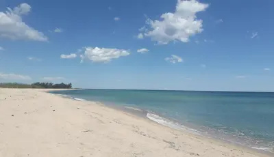 a sandy beach with the ocean and a blue sky at RUNDINELLE-Piscine privée- clim-wifi-plage à pieds in Solaro