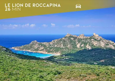 a view of the island of roccoatina in the ocean at A Macchia - T2 nature & couché de soleil in Figari