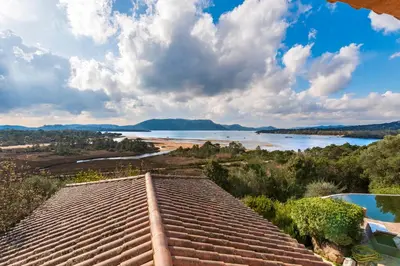 a view of a river from the roof of a house at Villa de standing piscine- vue mer panoramique in Porto-Vecchio