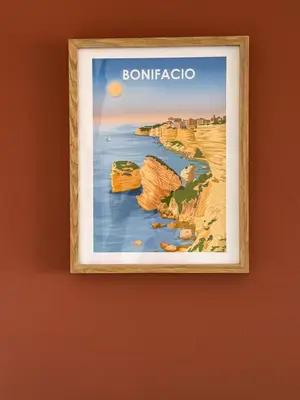 a framed picture of bonnerico on a wall at Villa Tonnara - Maison du soleil in Sotta