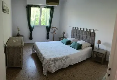a bedroom with a large bed and a window at Immeuble Imperial in Corte