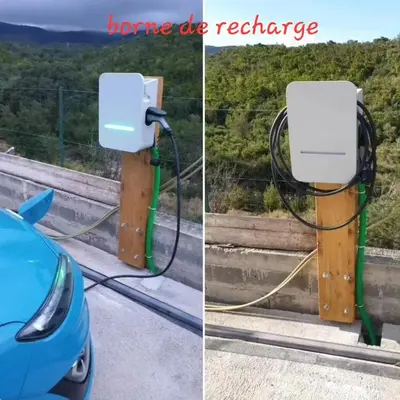 a charging station for a car on a road at Horizon bleu in Ventiseri