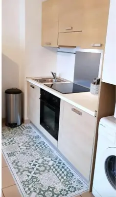 a small kitchen with a sink and a dishwasher at 46m with terrace - residence with pool in Porto-Vecchio
