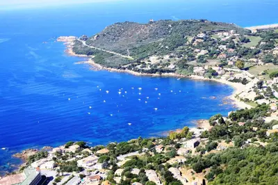 an aerial view of a bay with boats in the water at Residence I Delfini in Tiuccia