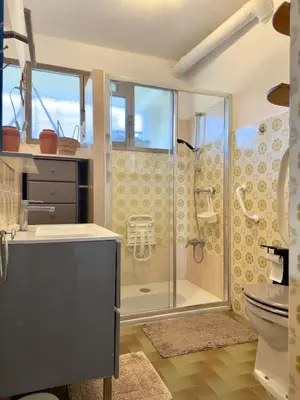 a bathroom with a shower and a toilet at Vista di Nata appartement en ville entre mer et maquis in Ajaccio