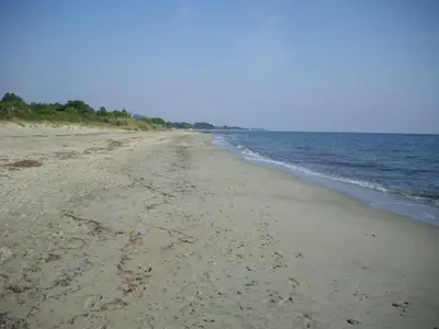 a beach with footprints in the sand and water at Holiday Home Sole e Ventu by Interhome in Velone-Orneto