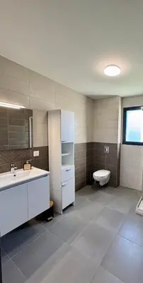 a bathroom with a sink and a toilet at L'Immortelle - T3 avec balcon vue mer & montagne in Calenzana
