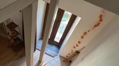 an overhead view of a staircase in a house at Appartement dans le coeur de Sartène, la plus corse des villes corses in Sartène