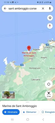 a map of santiago with the name of the eruvent at CORSE bord de plage SANT AMBROGGIO