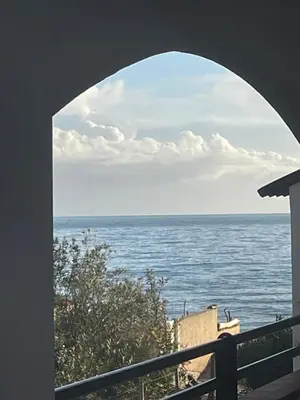 a view of the ocean through a window at Entre mer et montagne in San-Nicolao
