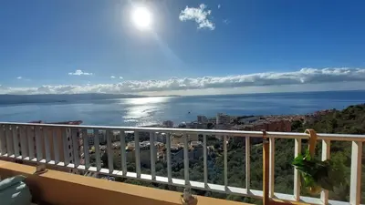 a view of the ocean from a balcony at Studio AJACCIO Sanguinaires in Ajaccio